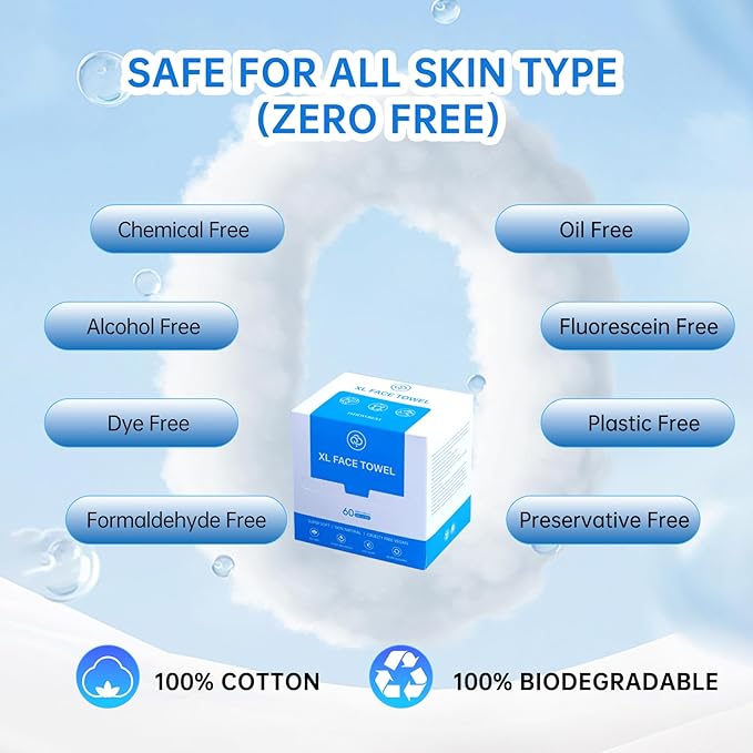 Single Use Face Towels, Ultra Soft and Thick, Disposable Makeup Remover Facial