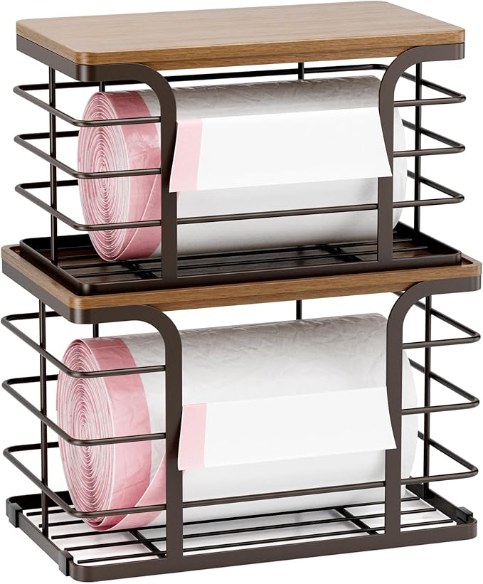 2 Pack Storage Stackable Kitchen Laundry Pantry Organizers, Wall Mount Trash