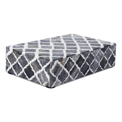 Handicrafts Home Small Decorative Storage Box with Lid, Moroccan Jewelry Keepsake Trinket Box Organizer, Wooden Coffee Table Dresser Storage Box, Gray, 8 x 5 x 2 Inch, Moroccan Collection
