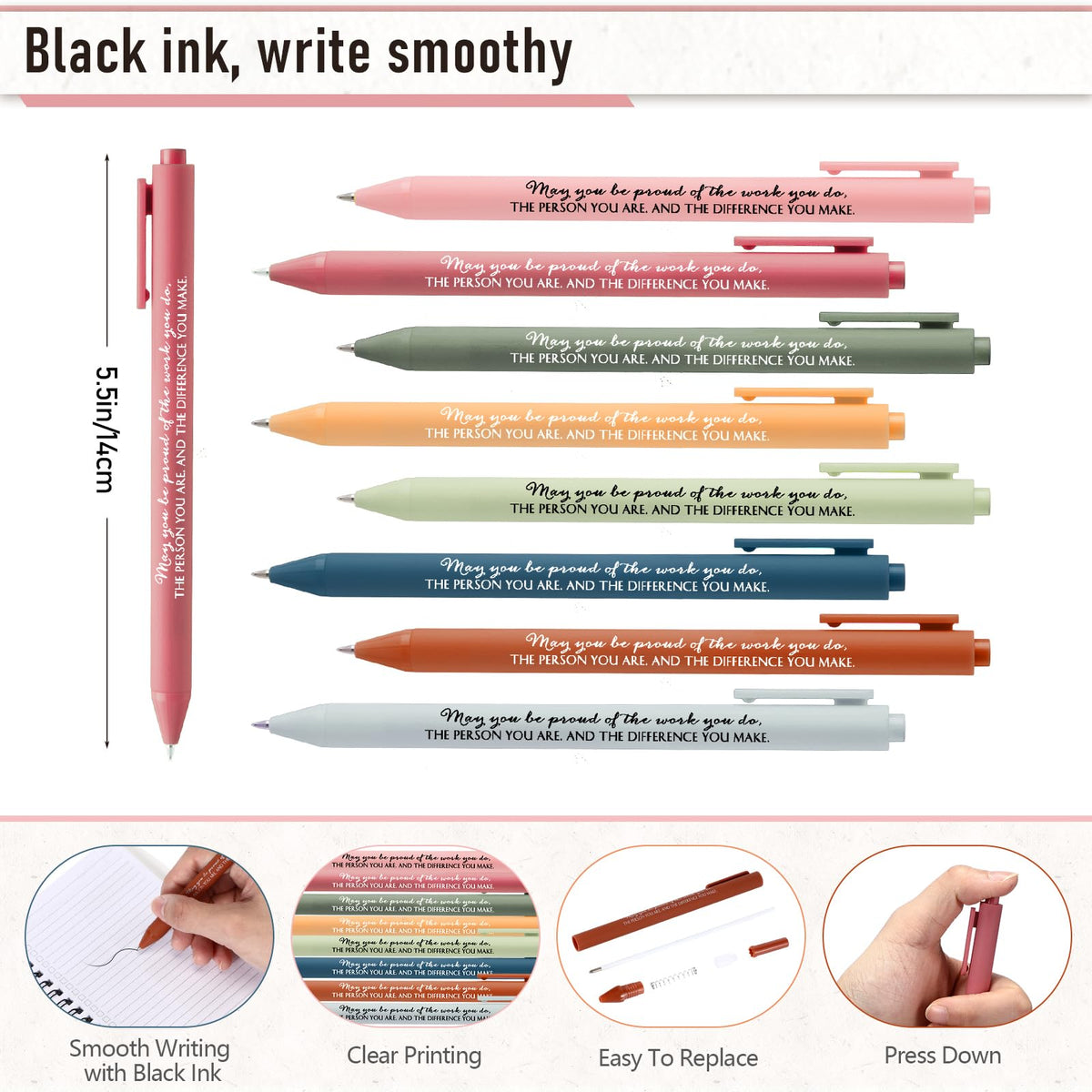 Resurhang 48 Pcs/24 Set Employee Appreciation Gift for Coworkers Staff Teacher Positive A6 Spiral Journal Notebook with Pen for Team Volunteer Week Lab Week(Fresh Color,May You)