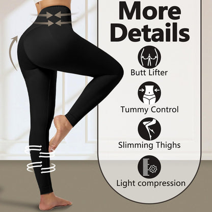 +MD Shapewear for Women Tummy Control Seamless High Waisted Light Compression Footless Tights Leggings