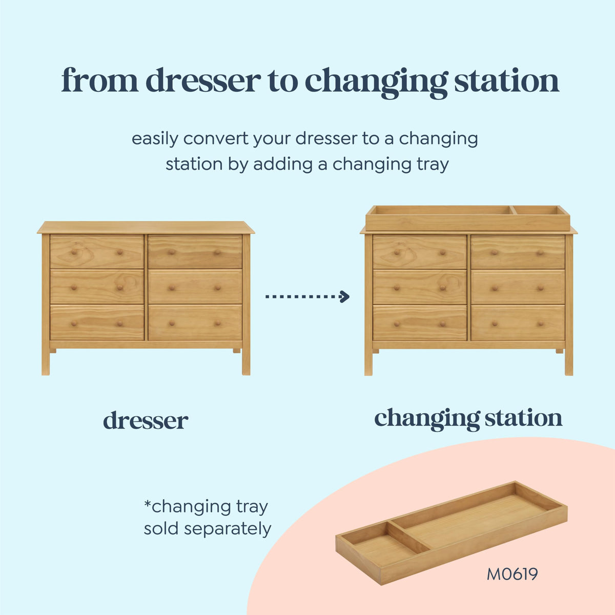 Jayden 6-Drawer Double Wide Dresser with 9+ inch Drawer Extension in Honey, Greenguard Gold Certified