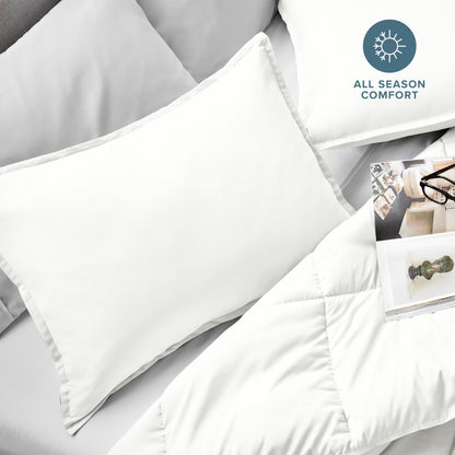 Bare Home Standard Pillow Sham Covers - Set of 2 - Premium 1800 Ultra-Soft Microfiber - Double Brushed - Stain & Fade Resistant - Bed Pillow Shams - Pillows Not Included (Set of 2, Cream)