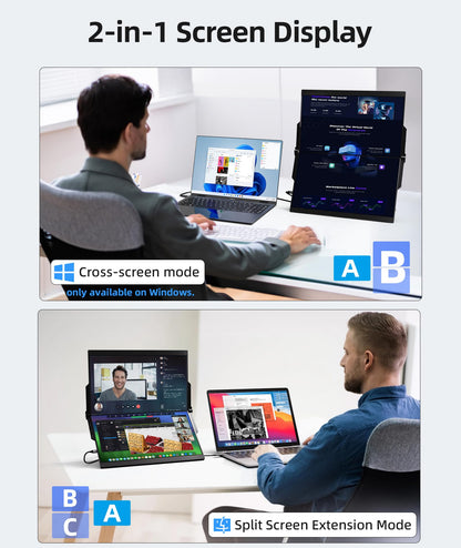 Ingnok Portable Monitor, 18.5 Inch FHD 1080P 100% sRGB Laptop Screen Extender USB C HDMI Portable Gaming Monitor w/Smart Cover & Speakers, External Monitor for Laptop Mac PC