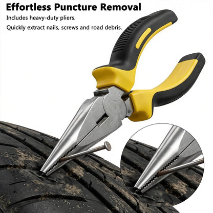 45Pcs Tire Repair Kit with Tire Plugs & Rubber Nail, Professional Heavy Duty Emergency Tire Repair Screw Tool Kit, Flat Tire Repair Plug Kit for Car Motorcycle ATV Tractor Truck Lawn Mower (Gray)