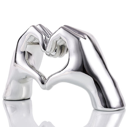 Silver Heart Hands Sculpture , Love Centerpieces Aesthetic Statue and Sculpture Living Room Bedroom Bookshelf Coffe Table Boho Wedding Accents Decorations, Knick Knacks Home Decor for Shelves para