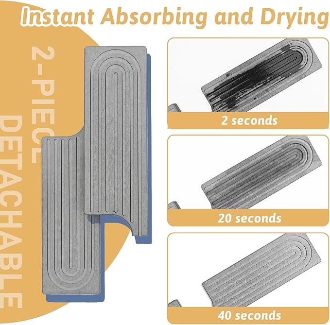 Stone Faucet Mat For Kitchen Sink, Super Absorbent, Sink Stone Quick Dry Around