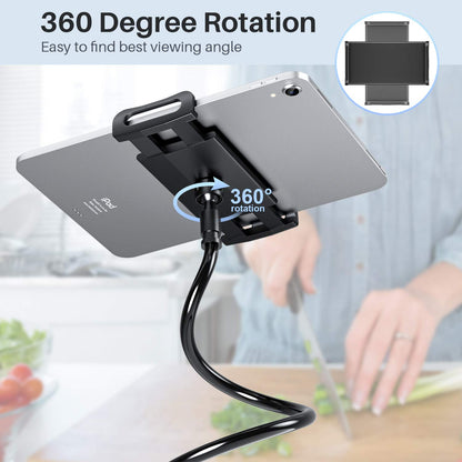 Gooseneck Tablet Holder Stand for Bed: Tryone Adjustable Flexible Arm Tablets Mount Clamp on Table Compatible with iPad Air Mini | Galaxy Tabs | Kindle Fire | Switch or Other 4.7-10.5" Devices