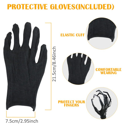 Magoog Halloween Articulated Fingers with Gloves, Articulated Finger Extensions, Scary Skeleton Bone Claw Hand, 3D Printed Novelty Props for Cosplay, Fits Most Fingers Sizes, White