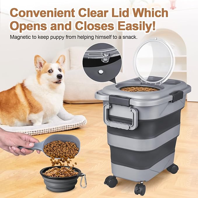 Dog Food Storage Container, 10-20 lbs Airtight Collapsible Cat Food Storage