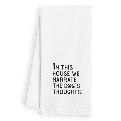 WFSM Dog Gifts Kitchen Towels - in This House We Narrate The Dogs Thoughts, Dog Decor Kitchen Towels, Dog Hand Towels, Dog Dish Towels for Kitchen, Gifts for Dog Lovers, 16×24 Inches