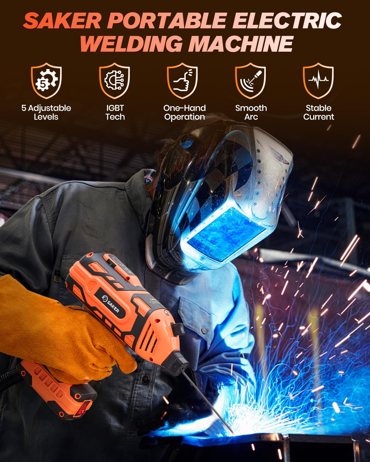 Saker Portable Electric Welding Machine(Grey)-Saker Portable Welding Machine(Orange)