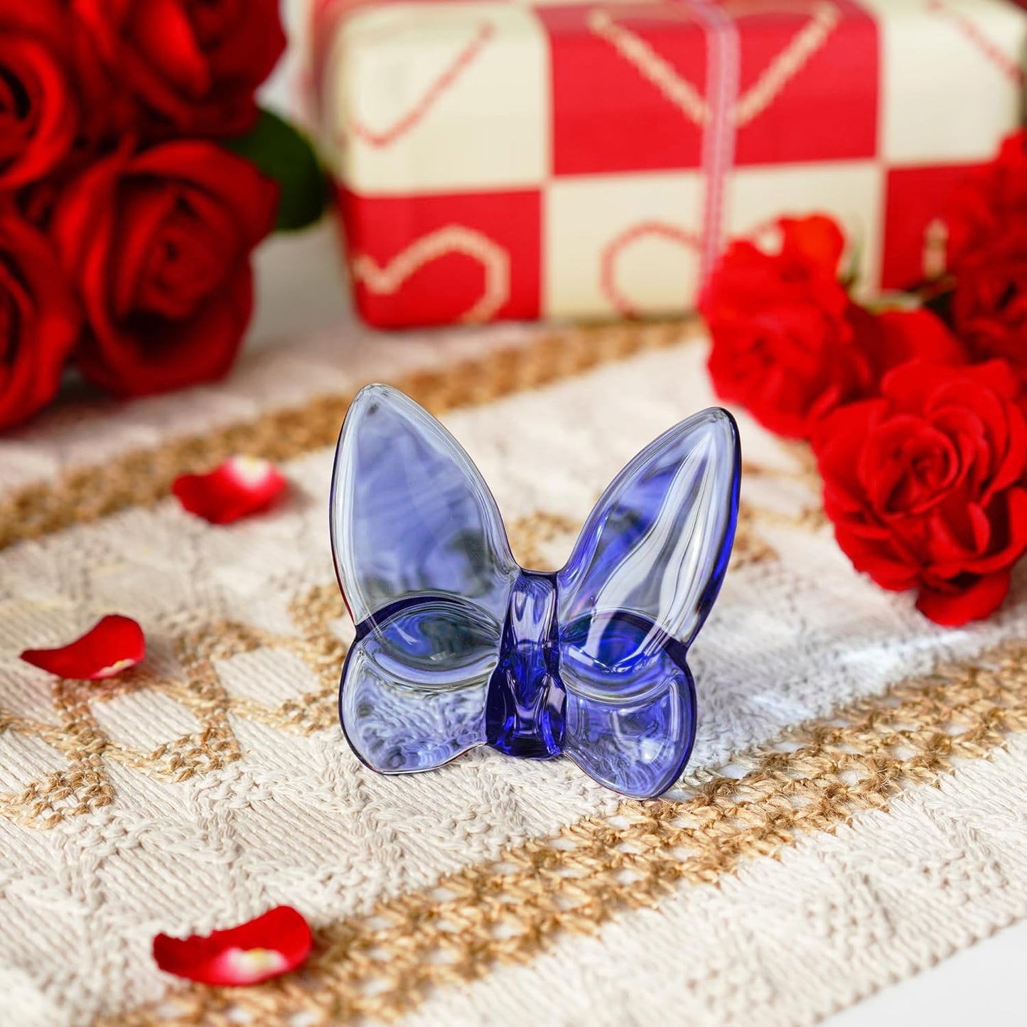kanpura Blue Crystal Butterfly Figurine,Flying Butterfly Figurine, Glass Butterfly Ornament,Crystal Animal Collectible for Christmas Home Decor