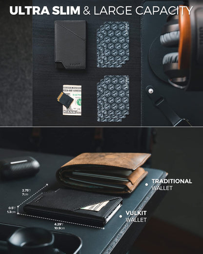 VULKIT Pop up Card Wallet RFID Blocking Slim Aluminum Metal Bank Card Holder Case with Business Money Pocket for Credit Cards Notes and Coins