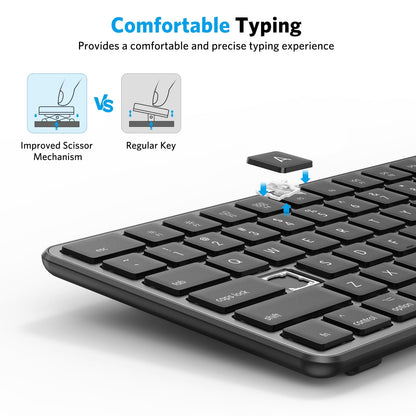 OMOTON Bluetooth Keyboard Compatible with Mac, with Numeric Keypad, Rechargeable Wireless Keyboard Compatible with MacBook Pro/Air, iMac, Mac mini/Pro Laptop and PC (Silver)