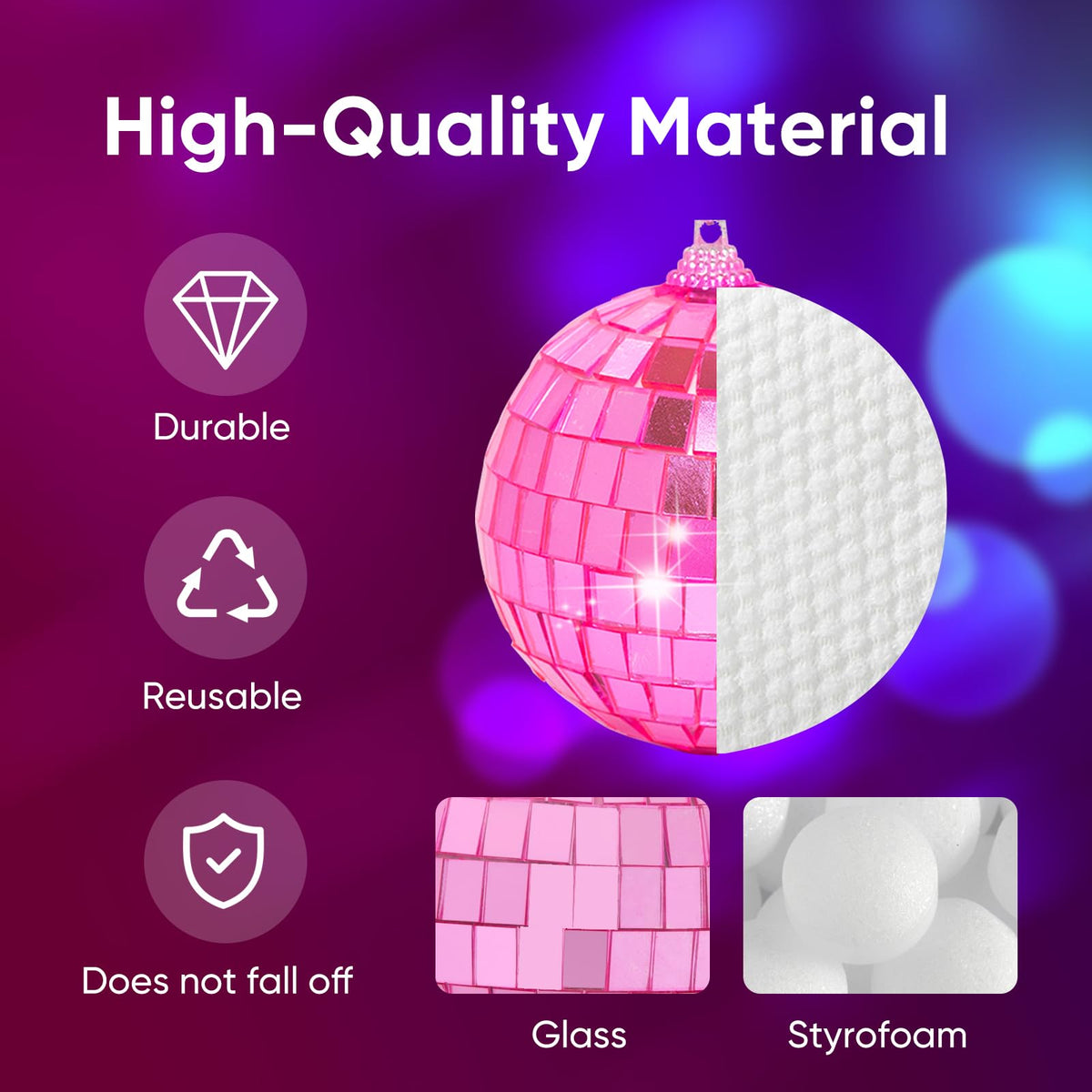 Mini Pink Disco Ball Ornaments: 60 Pack Small Disco Balls Pink Disco Party Decorations for Christmas Tree Cake Room Cake Room Birthday