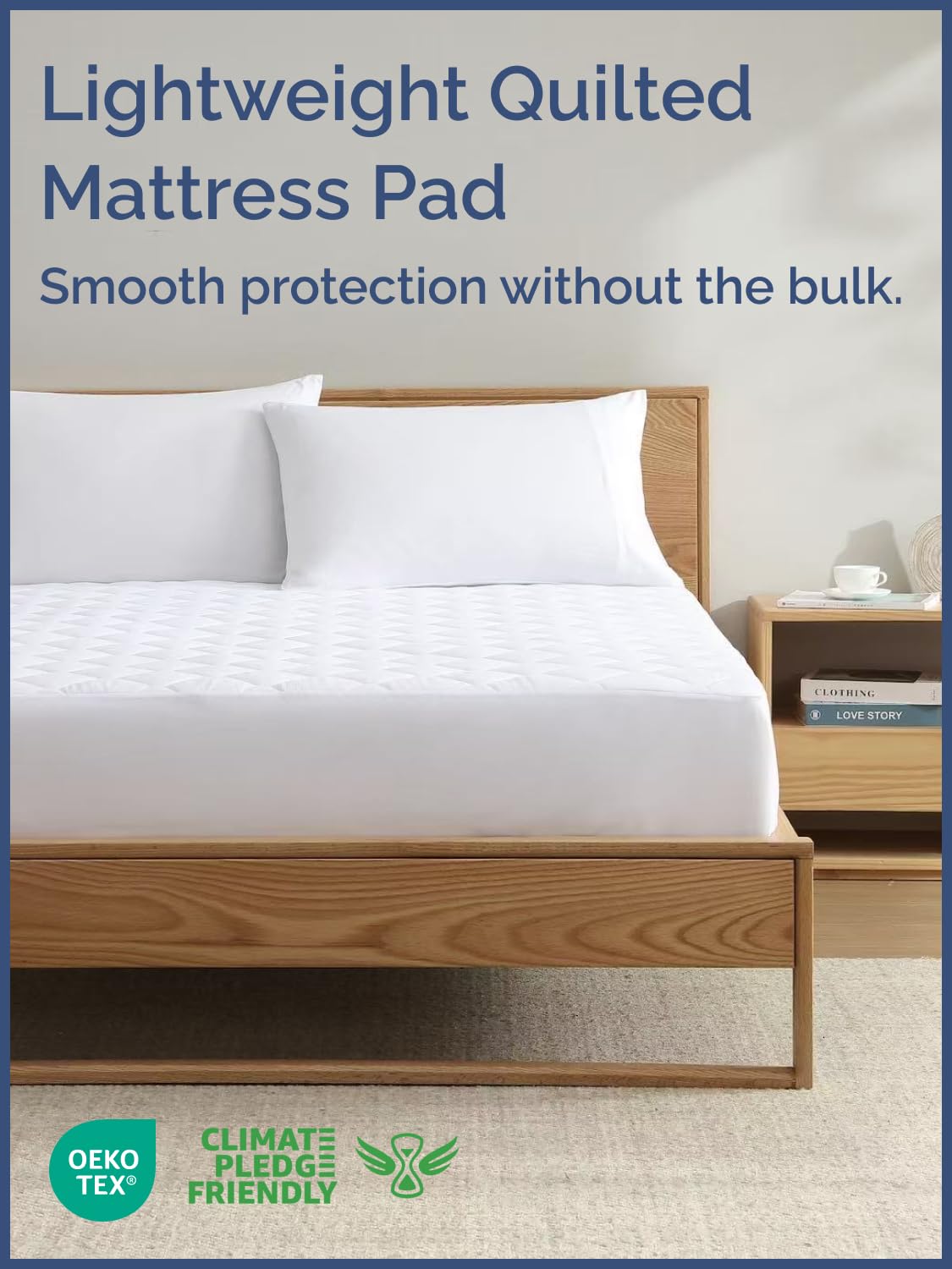 Quilted Fitted Mattress Pad Protector King Size - Elastic Fitted Mattress Topper & Cover - Breathable, Soft, Low Profile Top Cover with 8-16 Inch Deep Pockets - Easy-Fit and Machine Washable - White