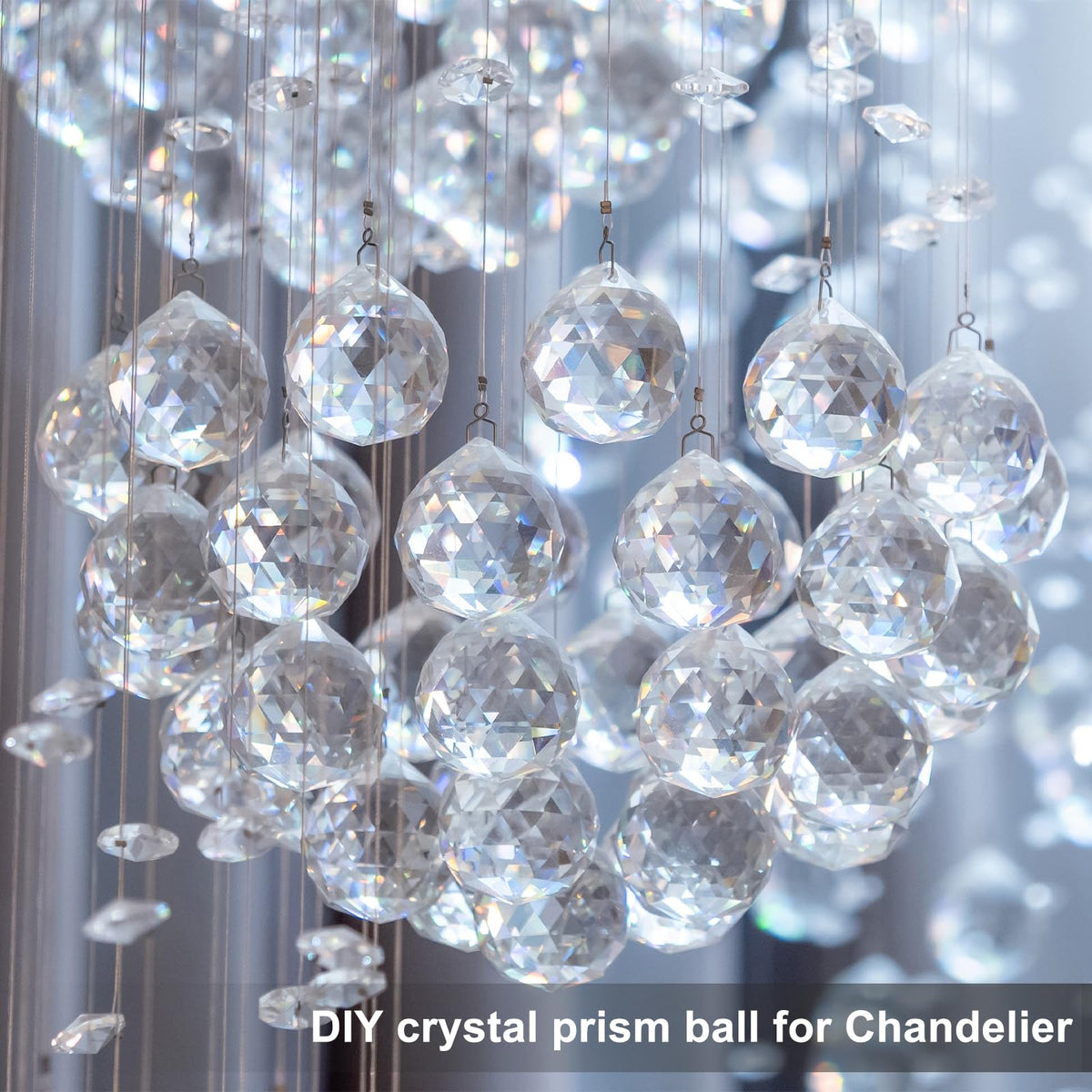 MECCANIXITY 20Pack Crystal Ball Prism, 20mm/0.8" Decorative Ball Sun Shine Catcher Suncatcher Beads for Chandelier Window Wedding Decoration Home Decor, Black