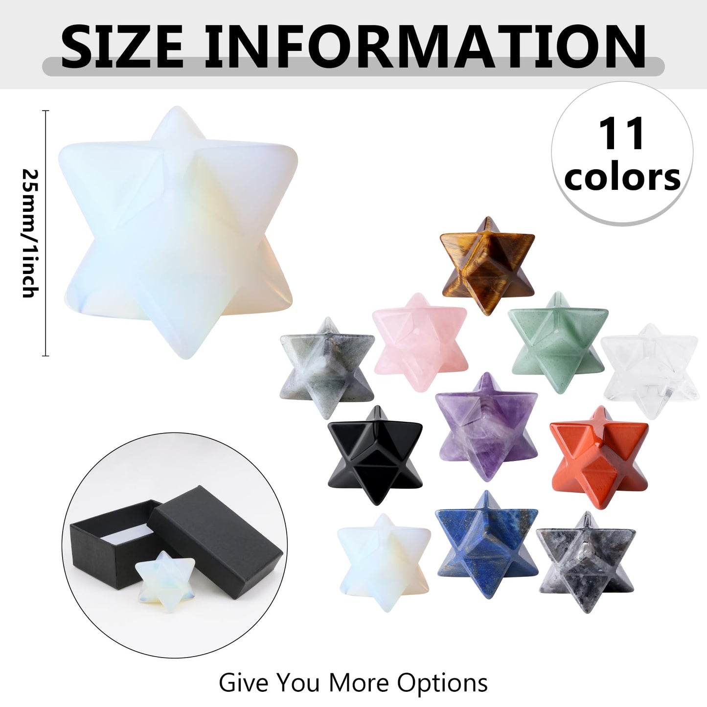 QINJIEJIE Opal Merkaba Crystal Opalite Crystals 1" Natural Healing Sacred Energy Generator Stones, Reiki Dodecahedron Crystal Protection Cleansing Spiritual Gifts, 3D Yellow Star Merkaba Crystal