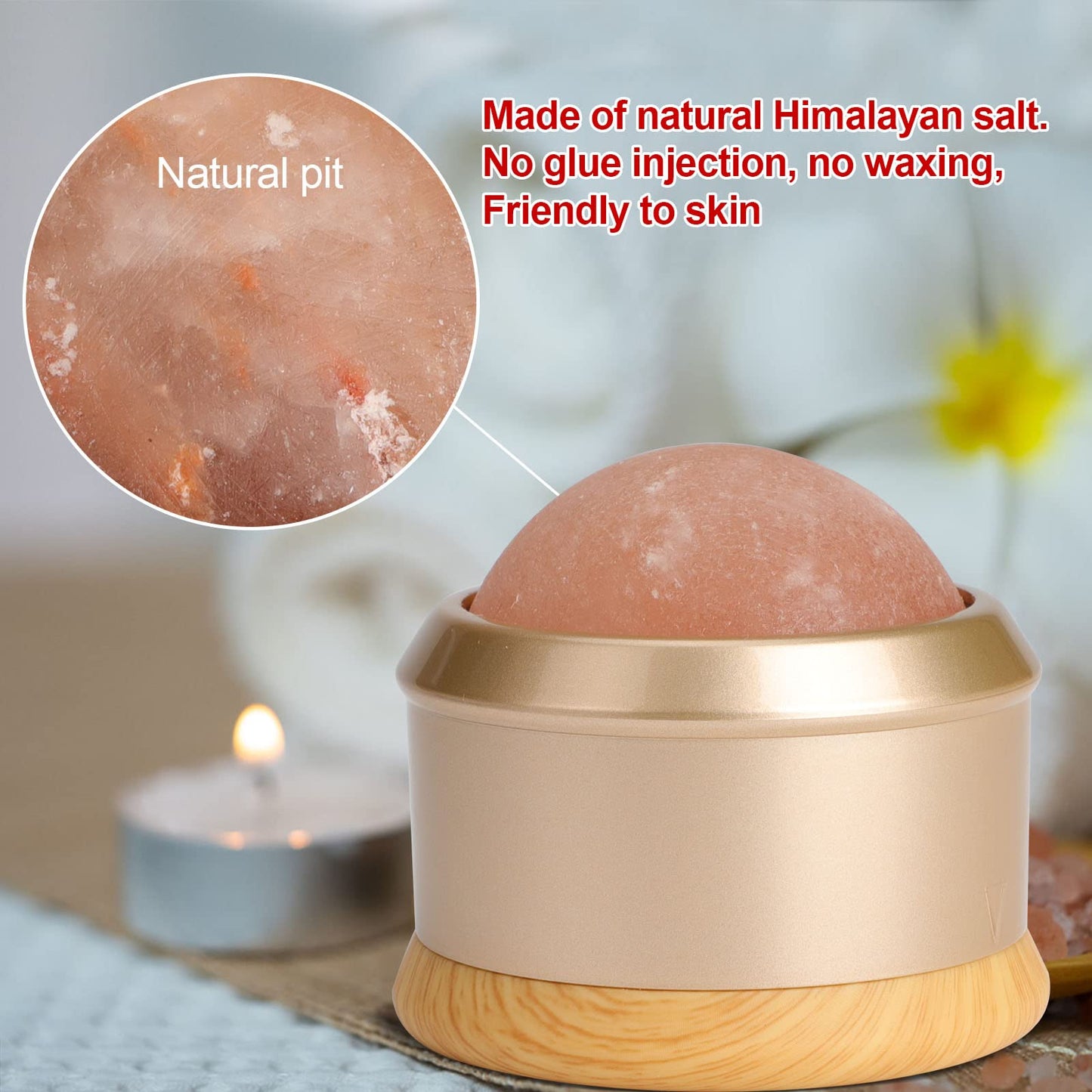 gemshan Himalayan Salt Massage Ball - Full Body Roller Tool, Neck Back Arm Pain Relief
