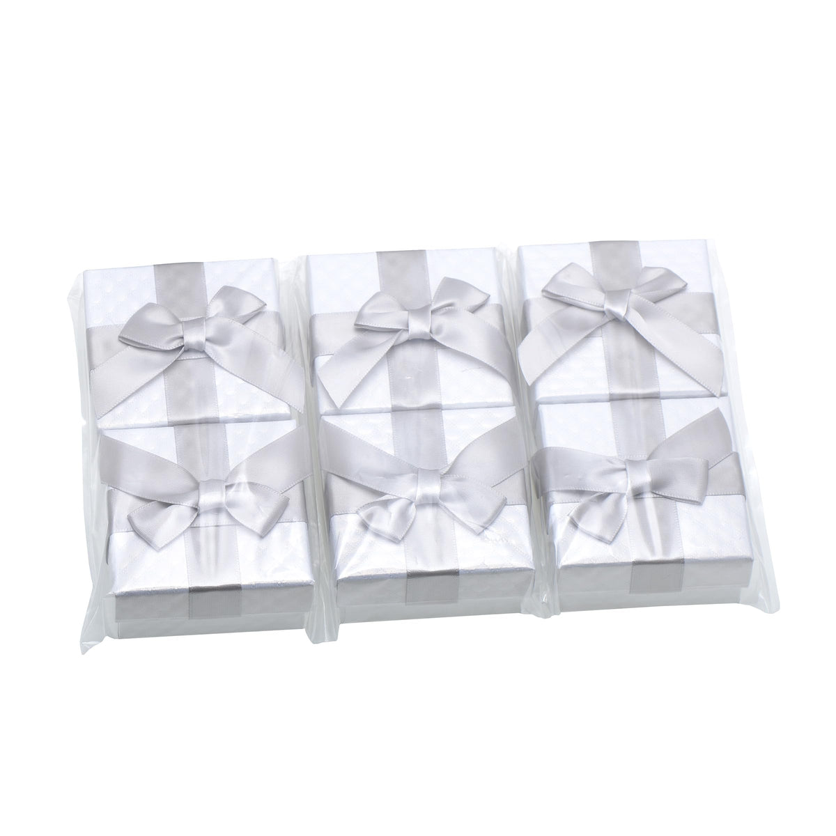 Pearl Miner 2.8 x 2.8 x 1.4 Inches Jewelry Gift Boxes with White Ribbon Bow, 6 Pack