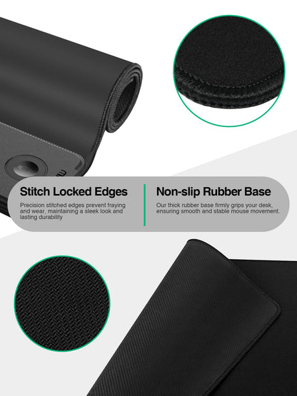 Mouse Pad with Magnetic Wireless Charging, Large Desk Mat, Non-Slip Mouse Mat, Keyboard Pad for Gaming, Desk, Office, PC (The Right Charging-Black with 20W PD Charger)