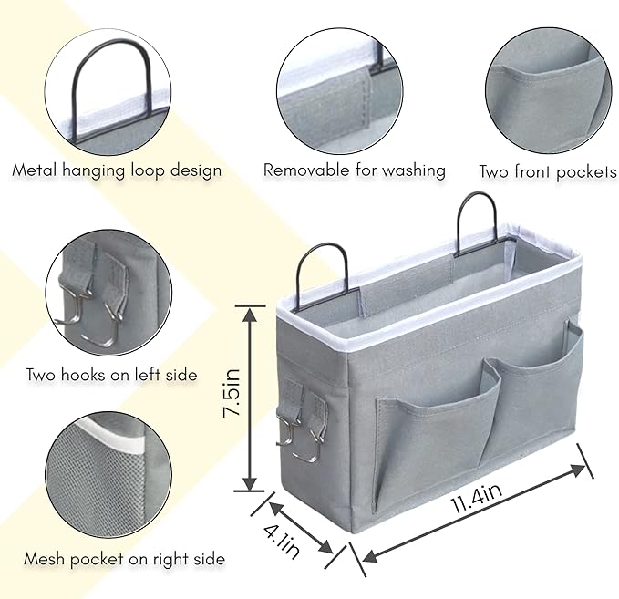 2pcs Middle Wall Hanging Organizer Bag, Linen Fabric Door Hanging Storage Basket
