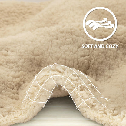 furrybaby Premium Soft Dog Blanket for Medium Small Dogs Puppy Cat Washable Sherpa Fleece 100x120 cm Pet Throw for Bed Furniture Couch Sofa Protection(Large, Beige Blanket)