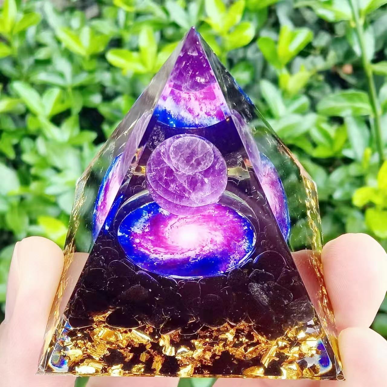 ycyingcheng Moonstone Crystal Orgone Pyramid Ogan Crystal Energy Tower, Nature Reiki Chakra Crushed Stone Jewelry, Crystal Pyramid for Home Decor (Crystal Pyramid-48)