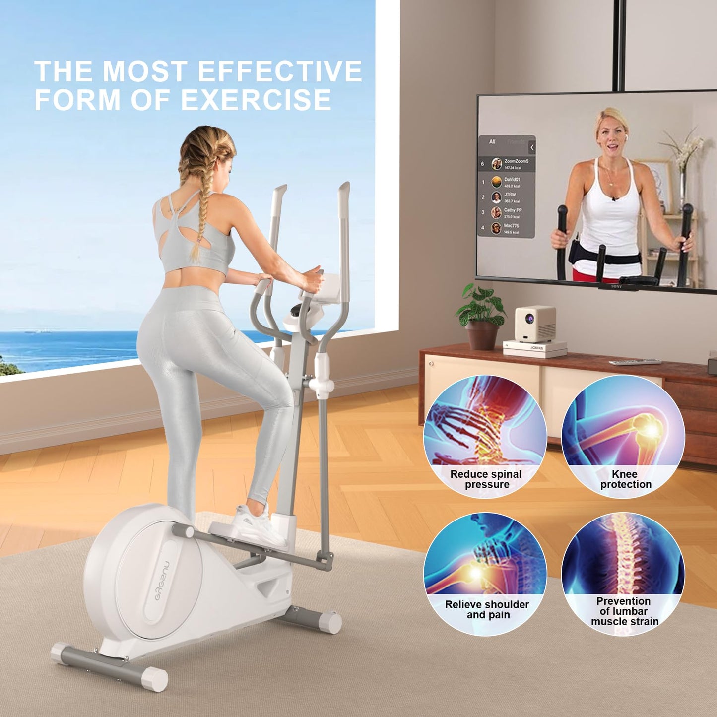 NEW Updated Elliptical Machine for Home,16-Level Resistance Elliptical Exercise Equipment, Hyper-Quiet Magnetic Driving System, 330 LBS Loading Capacity, Elliptical Trainer with LCD Monitor