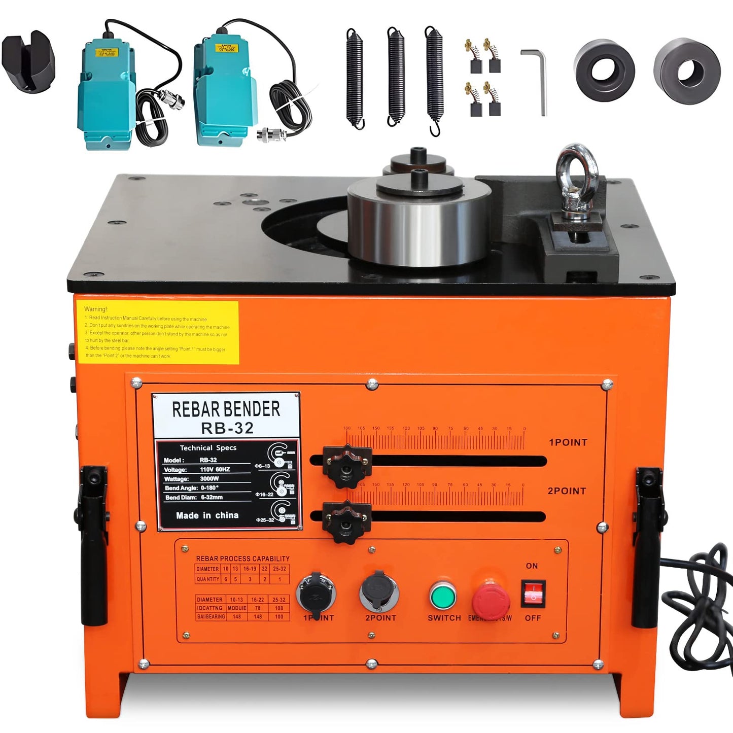 Garvee Electric Rebar Bender Machine 3000W up to 1.3 in with Our Electric Bender - Achieve 0-180° Angles, Operate with Convenient Foot Pedal Switch, and Benefit from Powerful 3000W Motor