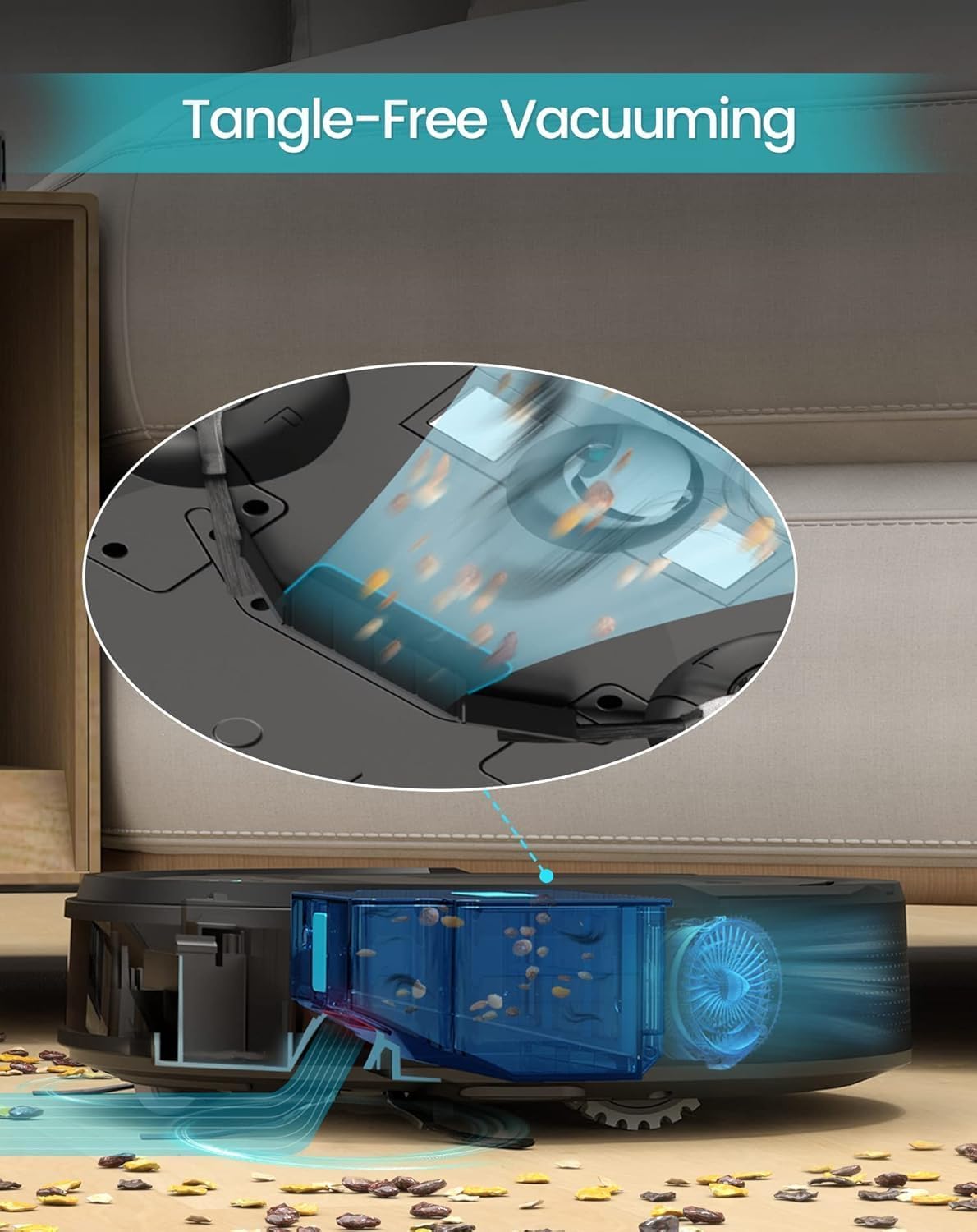 Lefant Robot Vacuum Cleaner, 120 Mins Runtime, Compact Design, Low Noise, Powerful Suction, Wi-Fi/App/Voice Control, Self-Charging, Scheduled Cleaning, Ideal for Pet Hair and Hard Floors, M210 Black