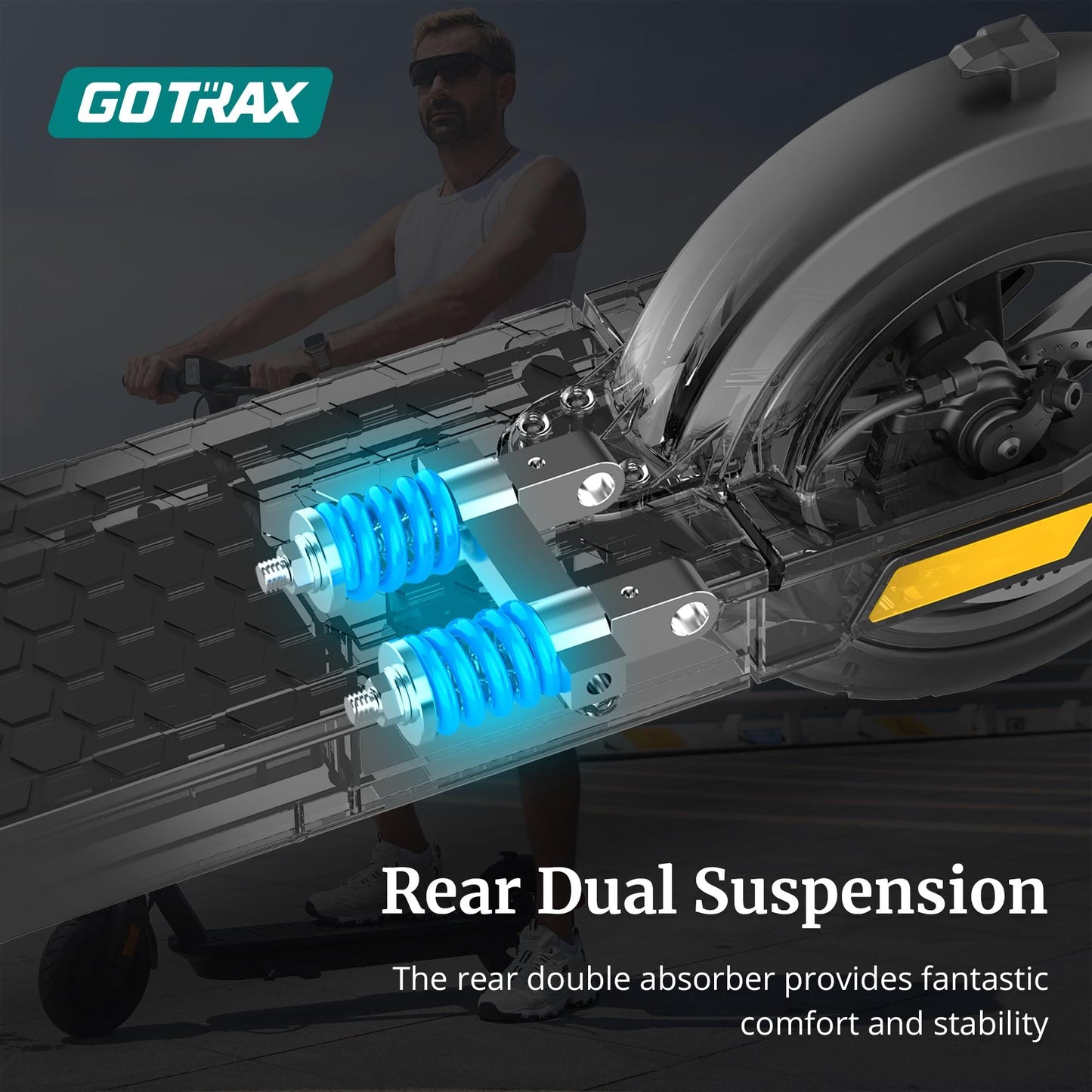 Gotrax Fusion Seat Electric Scooter for Adults, 8.5" Solid Tire Max 14 Miles Range, 15.5/18 Mph 2 Gear Speed Power by 300W Motor, Rear Double Suspension EABS&Disk Brake, Foldable Escooter with Saddle