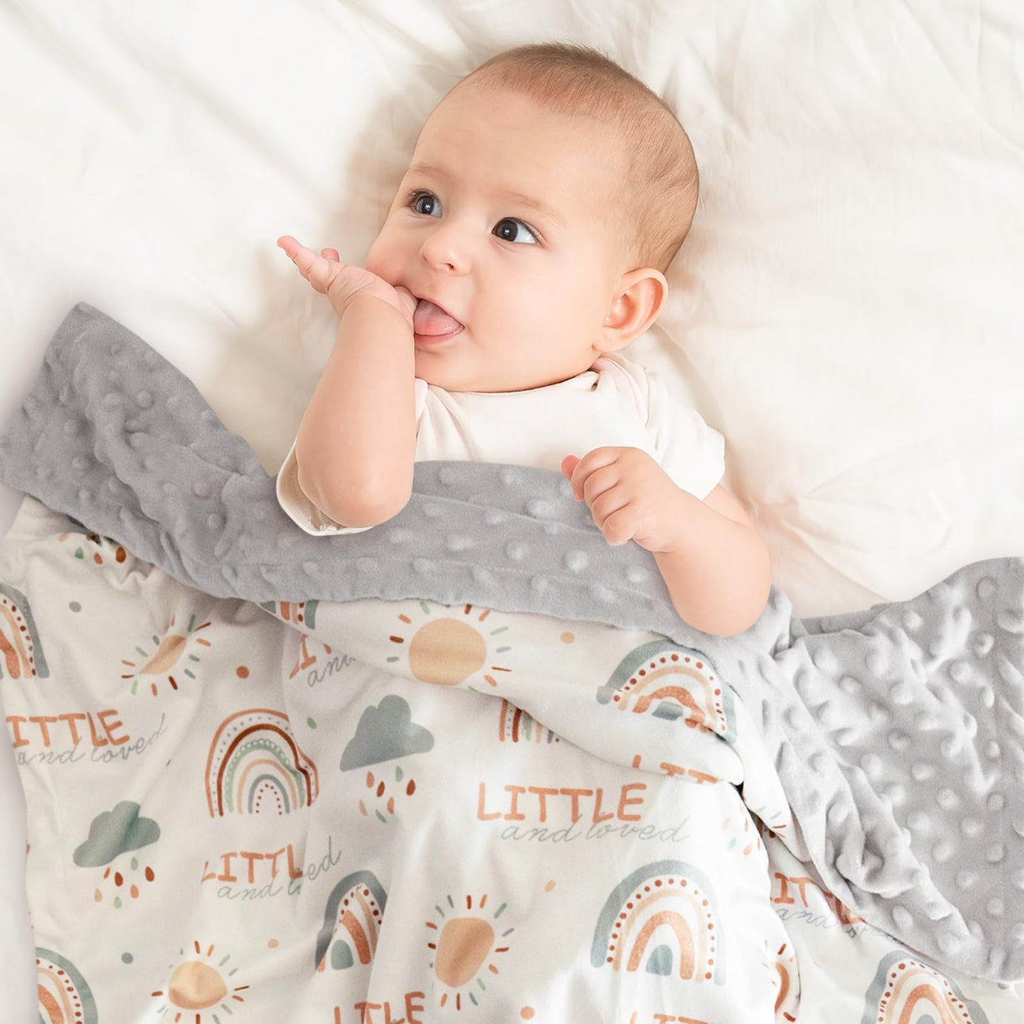 CIVARUA KIDS Baby Blankets for Unisex Boys Girls - Super Soft Clouds Rainbow Nursery Minky Blankets, 30 x 40 Inch Dotted Fleece Backing, Printed Bed Throws Newborn