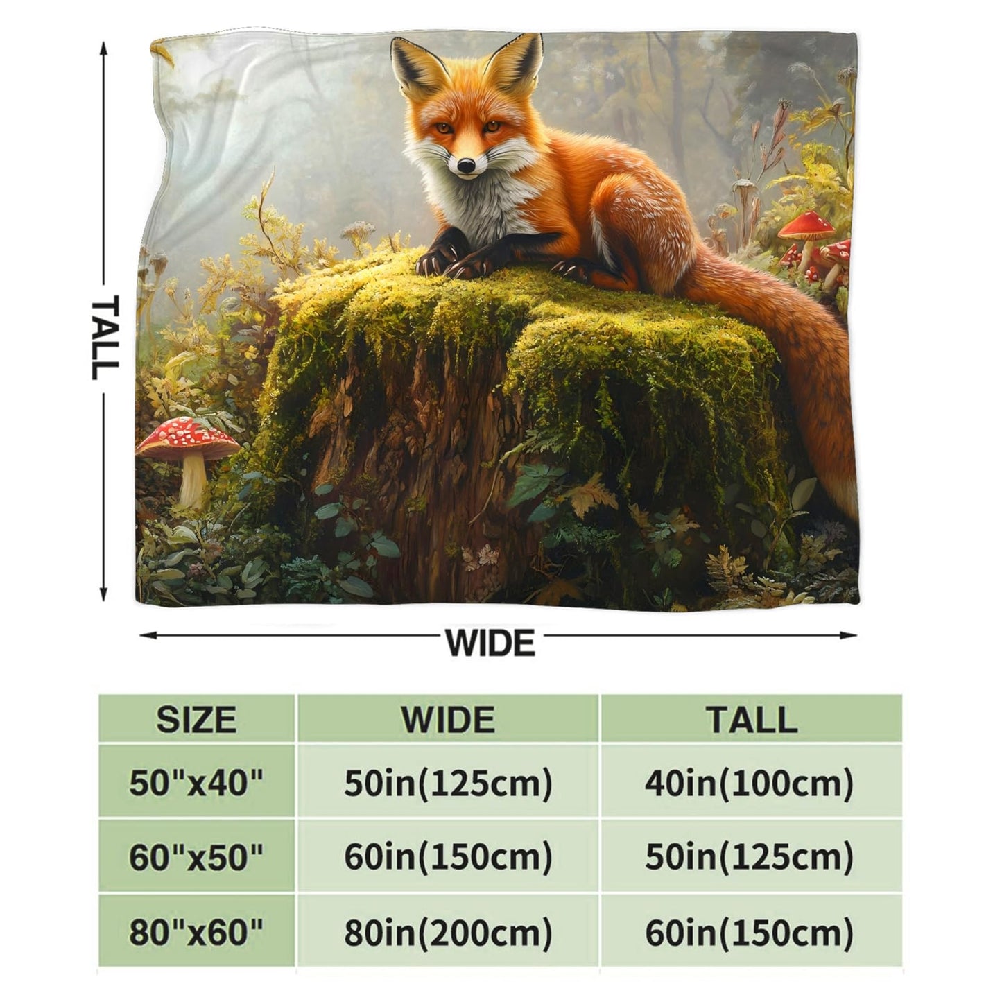 Tijuboni Fox Throw Blanket Fox Gifts for Girls Boys Women Men Kids Adults Soft Flannel Fleece Blanket for Couch Sofa Bed Home Decor 40"x50"