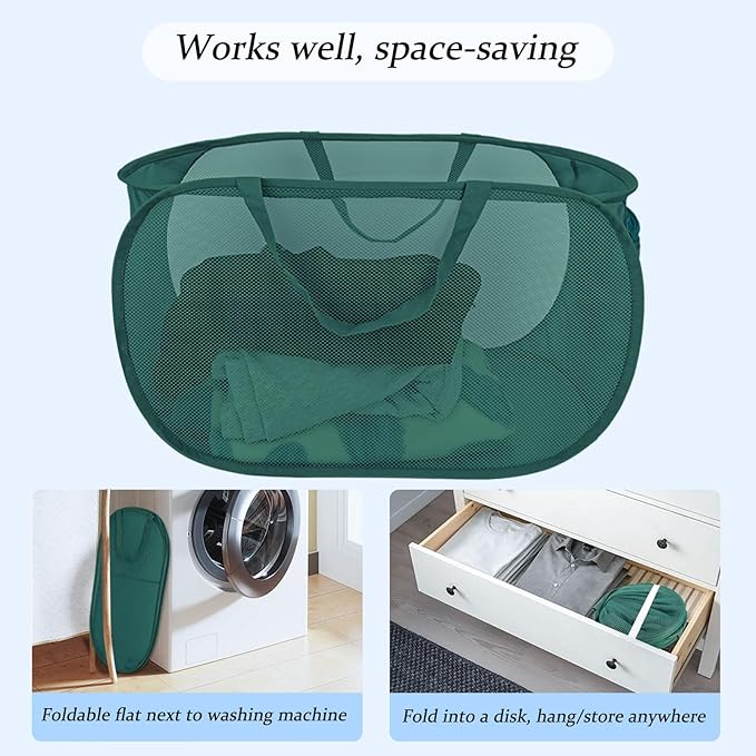100L Foldable Laundry Baskets 2 Pack, Extra Large Mesh Pop Up Laundry Hamper
