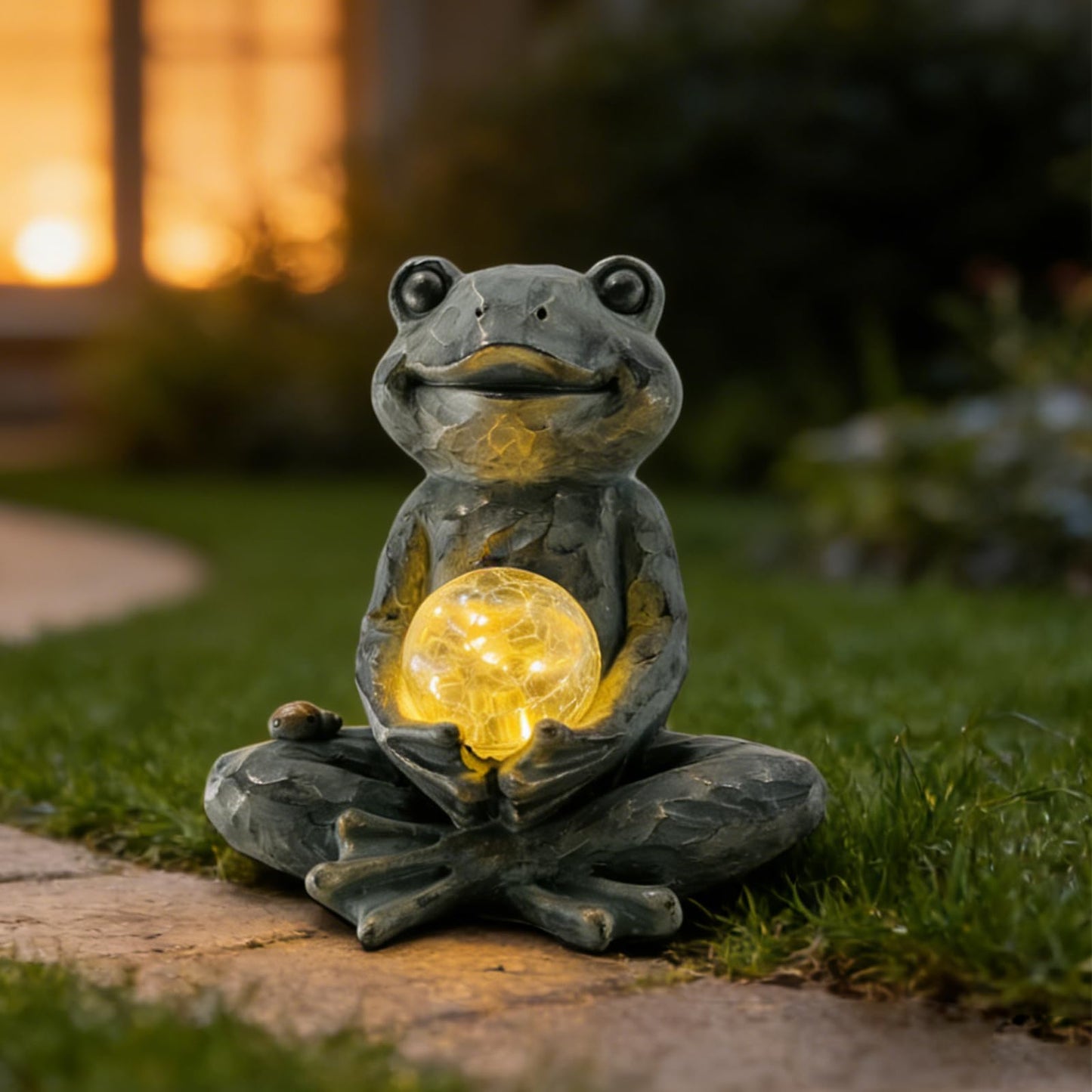 Brilliant Prospect Zen Yoga Frog Garden Statue, Outdoor Decor, Solar Patio Garden Sculpture Ornament, Frog Figurine Lamp Light, Meditation Frog Gift Ideas for Women