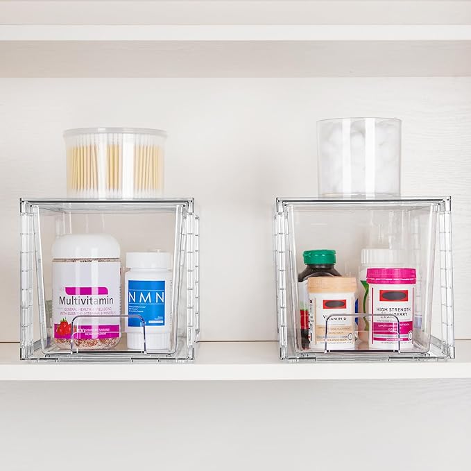 Vtopmart 2 Pack Large Stackable Storage Drawers, Easily Assemble