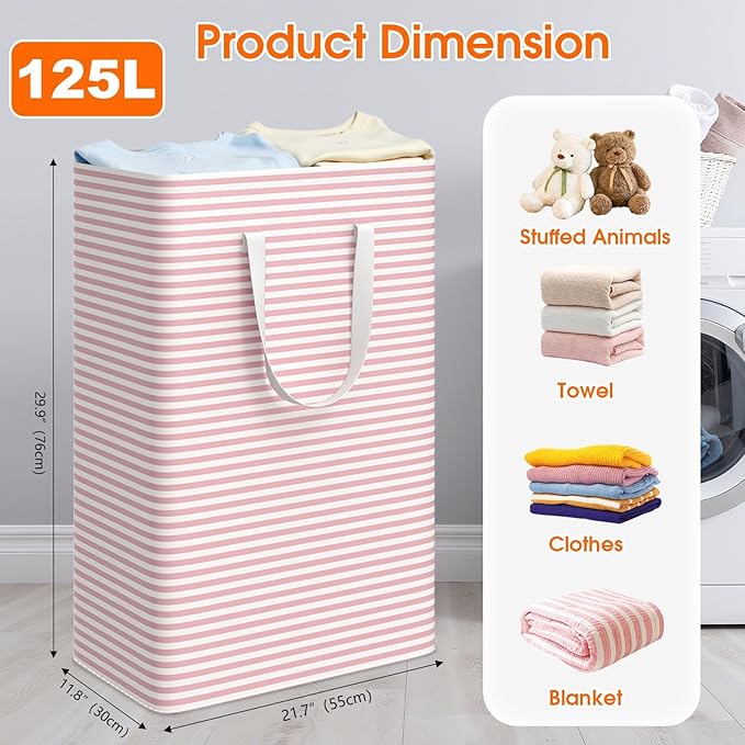 3 Pack Large Laundry Basket, Waterproof & Freestanding Laundry Hamper,