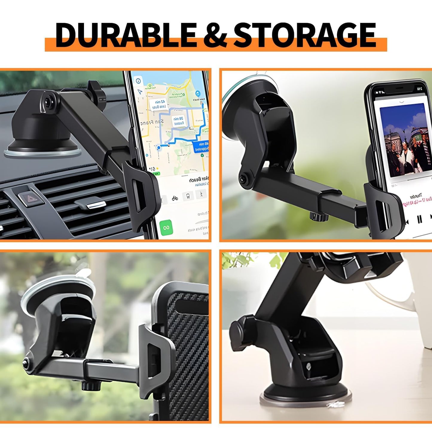 Phone Holder for car, Car Phone Holder Mount with Upgraded Metal Hook Clip for Air Vent, Car Mount Smartphones Holders