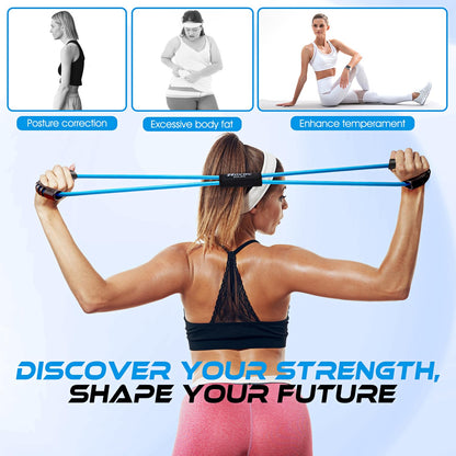 Resistance Bands, Figure 8 Resistance Band, Exercise Bands with Handles for Back, Workout Bands for Arms, Shoulder, Leg, Physical Therapy, Pilates, Home Gym Workout Equipment for Women Men