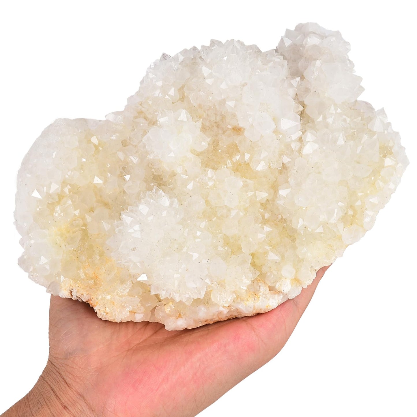 JIC Gem Natural White Quartz Crystal Cluster Geode Druzy Healing Stone Home Decoration Gemstone Specimen Large 1pc 1.98-2.42 lb
