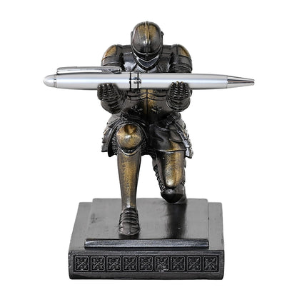 Amoysanli Executive Knight Pen Holder Decorative Resin Pen Holders For Desk Organizer Cool Ornament Gift For Office and Home (Iron)