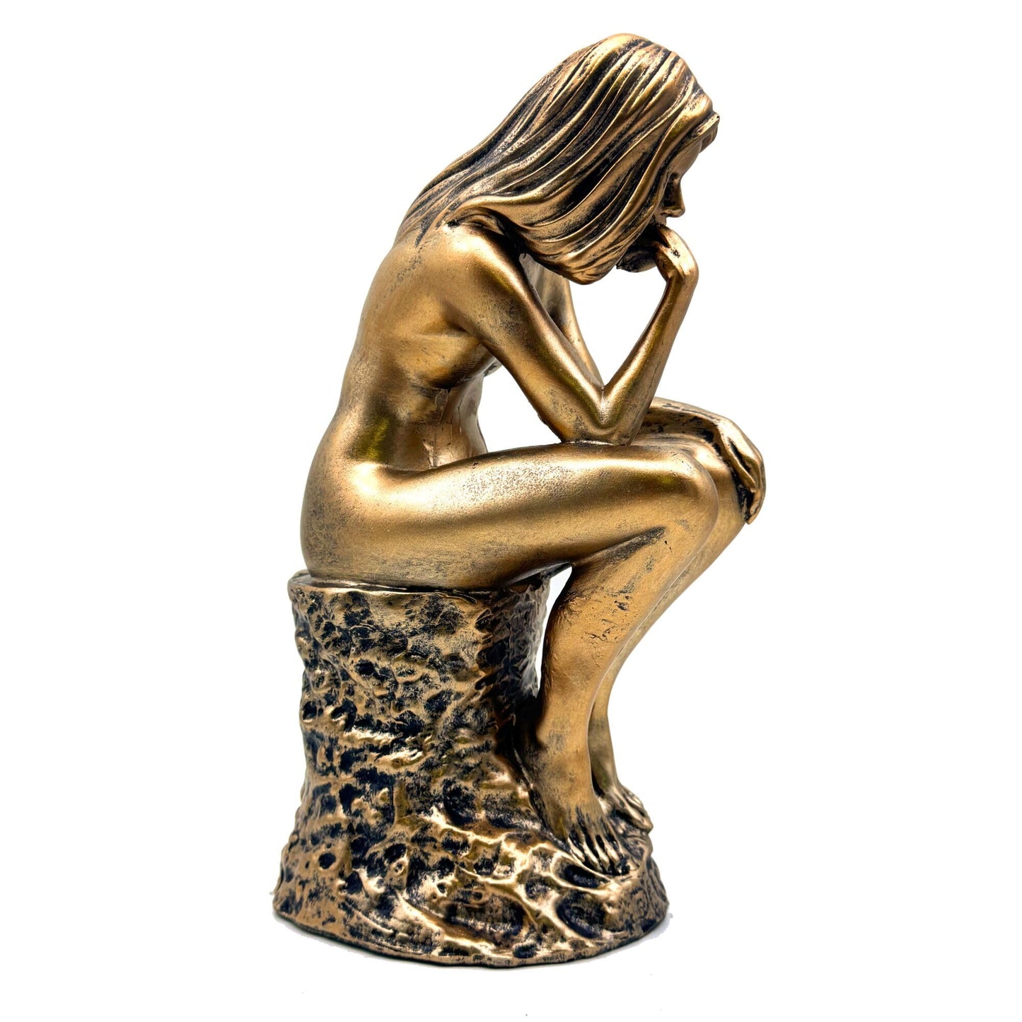 FUNSXBUG Resin The Thinker Woman Statue Figurines Thinking Girl Sculptures Collectible Figurine Home Office Decor Living Room Decoration Bronze