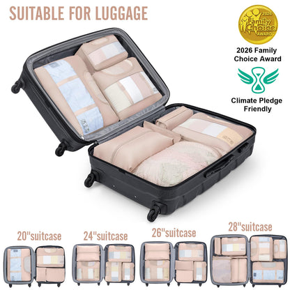 Veken 8 Set Packing Cubes, Cruise Ship Travel Essentials Accessories for Beach Vacation, Personalized Gifts for Women Mom Her, Suitcase Organizer Bags for Luggage with Hanging Toiletry Bag