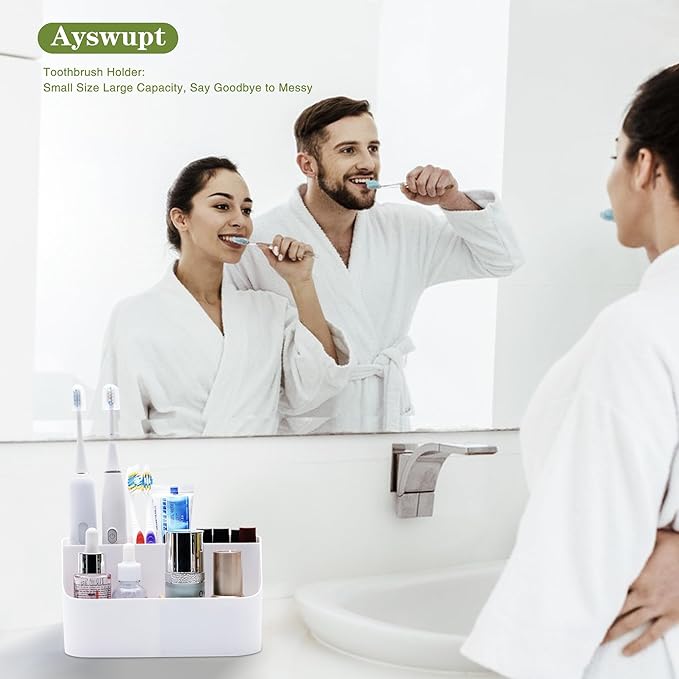 Set of 2 Toothbrush Holder for Bathrooms, 5 Slot Electric Toothbrush Toothpaste
