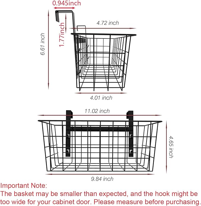 MaraFansie Hanging Kitchen Baskets Wire Storage Basket Over the Cabinet Door