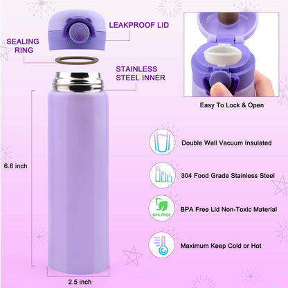 HULASO Christmas Gifts for Kids 7 Year Old Girls Decorate Your Own Water Bottles with Gem Stickers - DIY Birthday Gifts Arts and Crafts, BPA Free Stainless Steel Vacuum Insulated Mug (17 OZ)