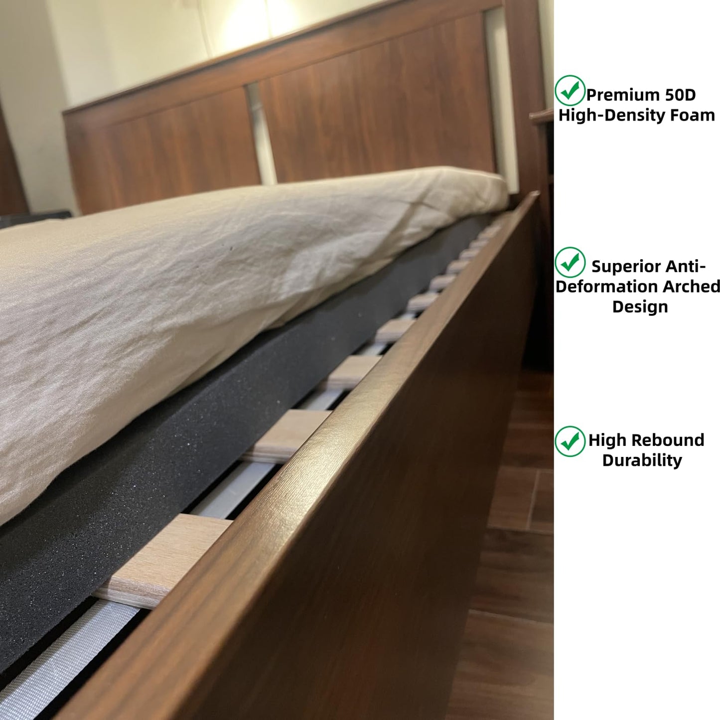 Sagging Mattress Support – 60” x 24” x 2” High-Density 50D Foam Under Mattress Support for Sinking Beds – Arched Bed Board to Fix Mattress Sag & Restore Firmness – Ideal for Couch & Sofa Support