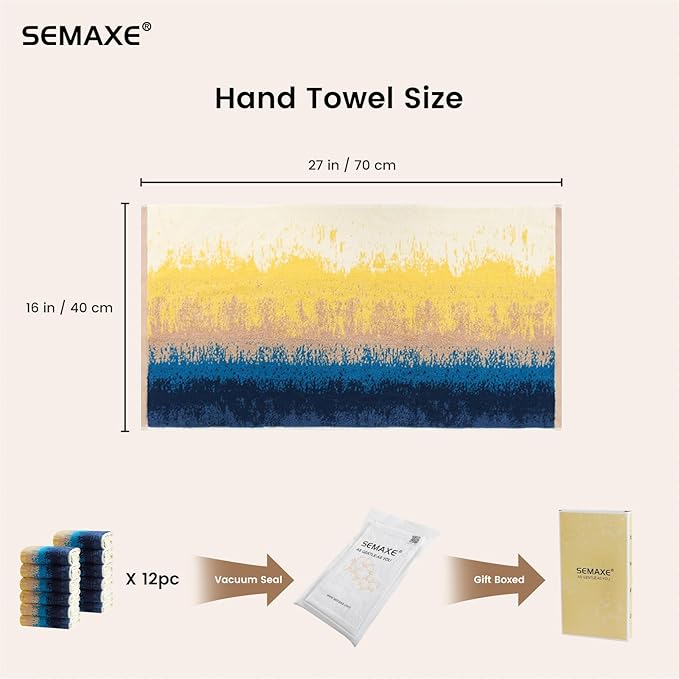 SEMAXE Hand Towels for Bathroom, 100% Cotton Towels